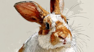 可爱棕白兔子特写