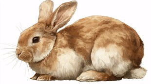 棕白兔子插画