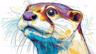 彩色水獭插画