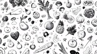 手绘蔬菜水果图案集合