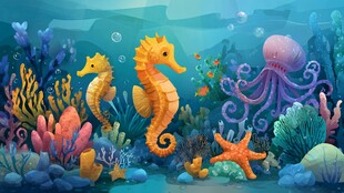 海底奇幻世界的可爱生物