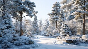 冬日雪覆林间静谧小道