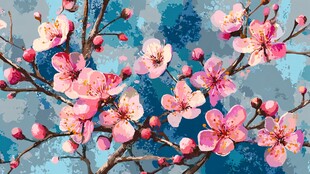 梦幻粉色桃花枝头绽放