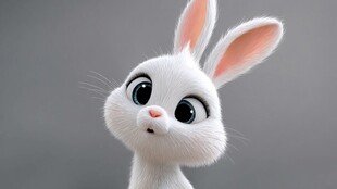 可爱白兔萌态特写