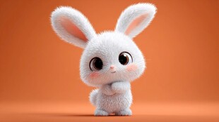 可爱萌趣小白兔