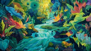 梦幻丛林溪流奇幻景观