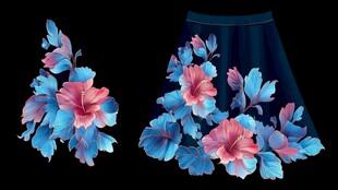 花卉装饰的时尚裙装设计