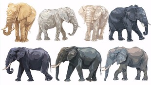 多样风格大象插画集合
