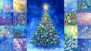 梦幻圣诞水彩插画集