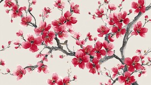 水墨红梅图 尽显东方韵味