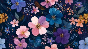 梦幻多彩花卉图案背景