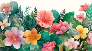 缤纷花卉绿植装饰图案