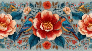 中式花鸟花卉图案装饰画