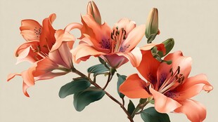 橙色百合花绽放美丽