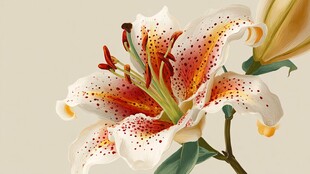 娇艳百合花特写