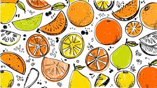 手绘柑橘类水果图案背景