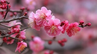 娇艳红梅绽放枝头