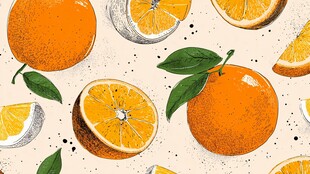 手绘橙子图案 清新水果风