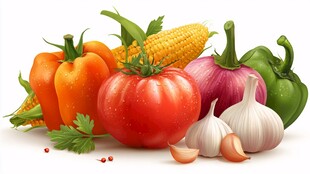 多彩新鲜蔬菜组合展示