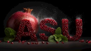 石榴籽拼成的ASU字母