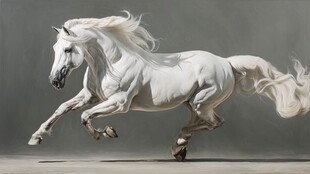 奔腾的白色骏马