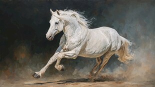 奔腾的白色骏马