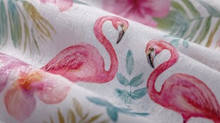 火烈鸟印花布料细节展示