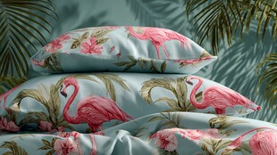 火烈鸟图案的清新床上用品
