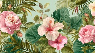 热带花卉绿植精美图案