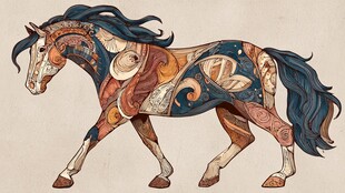 奇幻花纹骏马插画艺术