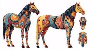 彩绘骏马图案设计