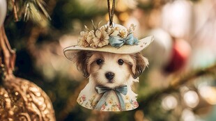 圣诞萌犬装饰挂件超可爱