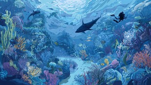 梦幻海底世界潜水场景