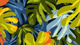 热带植物多彩图案背景