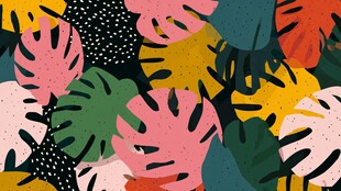 热带植物图案 多彩艺术风