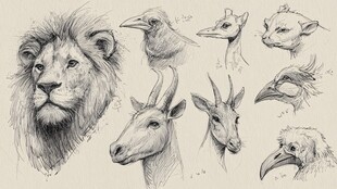 动物头部素描合集