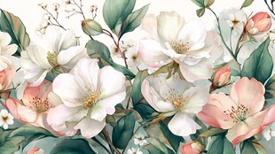 花卉簇拥的春日浪漫景象