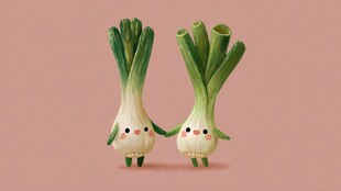 葱宝宝牵手的可爱瞬间