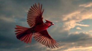 红雀翱翔于天际