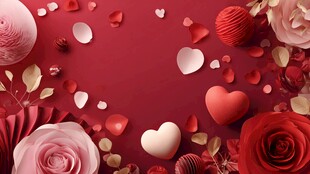 浪漫红背景情人节装饰元素