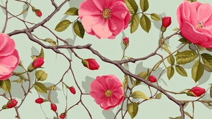 粉色蔷薇花卉背景图案