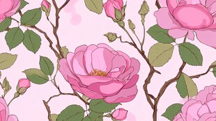粉色玫瑰花卉无缝图案