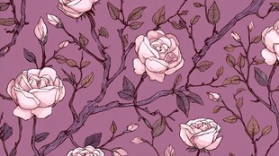 紫色背景玫瑰花卉图案