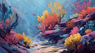 梦幻海底珊瑚景观