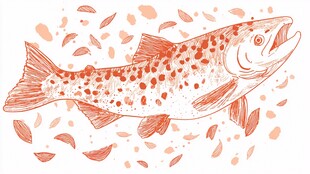 手绘斑点鲑鱼 灵动画面