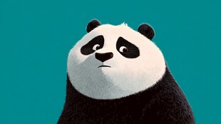 忧郁表情的卡通大熊猫