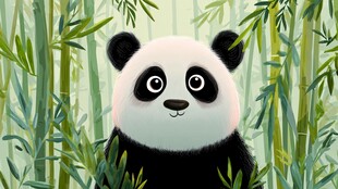 竹林中的可爱熊猫