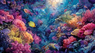 梦幻海底世界缤纷珊瑚鱼群