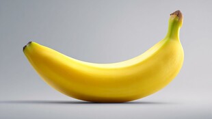 单根鲜黄香蕉特写