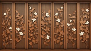 木质雕花墙板 精致花卉图案